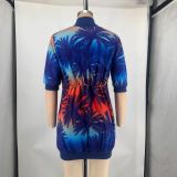 Fashion Print Half Sleeve Mini Dress XMY-9462