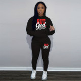 Plus Size Letter Print Hoodies And Pants Sport Two Piece Set GDNF-N8999B63