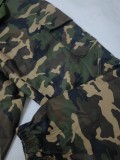 Plus Size Fashion Camouflage Print Suspender Pants GSMJ-2233