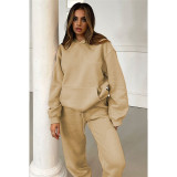 Solid Color Hooded Long Sleeve Pants Two Piece Set SSNF-211253