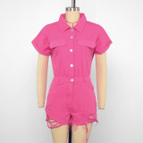 Casual Short Sleeve Lapel Rompers GSFN-AB318