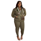 Plus Size Casual Solid Color Two Piece Pants Set XHSY-AT19135
