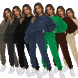 Corduroy Solid Color Pullover Two Piece Pants Set SSNF-211273
