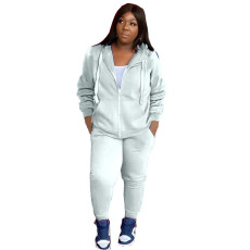 Plus Size Casual Solid Color Two Piece Pants Set XHSY-AT19135