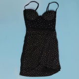 Plus Size Hot Drill Splicing Sling Pleated Mini Dress NY-2870