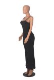 Black Casual Sling Slim Maxi Dress MZ-2824