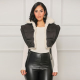Plus Size Solid Color Cashmere Reversible Wear Cotton Vest BN-9440