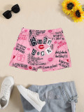 Halloween Letter Print Skinny Sport Shorts DAI-149