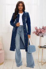 Denim Trench Coat Vintage Jacket GKNF-TSC-9032