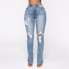 Washed Holes Split Jeans GKNF-MA-S007