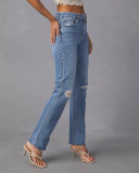 Fashion Washed Denim Straight Jeans GKNF-TS-724