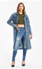 Washed Slim Denim Long Coat GKNF-TS-R07