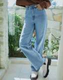 High Waist Loose Denim Straight Jeans GKNF-TSX-1006