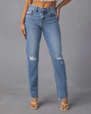 Fashion Washed Denim Straight Jeans GKNF-TS-724