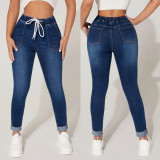 Denim Casual Bandage Jeans GKNF-TSXF-2308