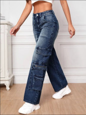 High Waisted Loose Washed Jeans GKNF-TSJY-2398
