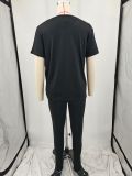 Fashion Print Short Sleeve Pants 2 Piece Set YIM-376