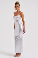 Metallic Color Slim Sling Maxi Dress  MZ-2829