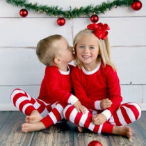 Christmas Striped Parent-Child Family Pajama Set GSGS-0504