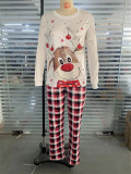 Christmas Moose Printed Parent-Child Long Sleeve Pajama Set GSGS-0519
