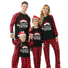 Round Neck Plaid Printed Christmas Parent-child Pajama Suit  YLDF-935