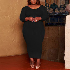 Plus Size Solid Color Slim Maxi Dress BMF-588