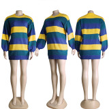 Contrast Color Stripe Knit Sweater Dress GYSF-8005