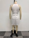 Sleeveless Solid Color Cutout Bow Mini Dress NY-10656