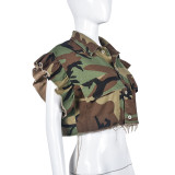 Camouflage Printed Ruffle Sleeve Jacket GNZD-9151TD