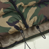 Camouflage Collar Sleeveless Short Cotton Jacket Coat GNZD-9445TD