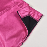 Patchwork Split PU Leather Half-body Skirt  GNZD-7662SG