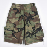 Loose Letter Camouflage Print Casual Shorts GNZD-6495PL