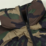 Camouflage Collar Sleeveless Short Cotton Jacket Coat GNZD-9445TD