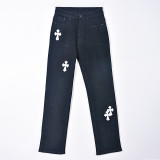 Fashion Embroider Print Hollow Out Slim Jeans GNZD-8082DN