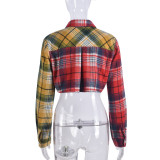 Contrast Color Long Sleeve Plaid Shirt GNZD-31369TY