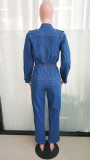 Fashion Long Sleeve Blazer Neck Denim Jumpsuit LX-6971