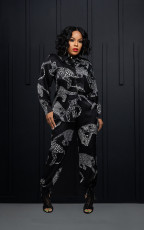 Fashion Printed Shirt Long Pants Two Piece Set OMY-11031