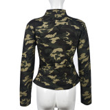 Camouflage Zipper Long Sleeve Stand Up Jacket GNZD-9527TD