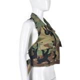 Camouflage Print Tie Up Backless Tops GNZD-9185TD