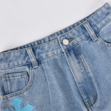 Denim Gross Embroider Half-body Skirt GNZD-8851PD