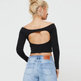 One Shoulder Backless Solid T Shirt GNZD-9666TD