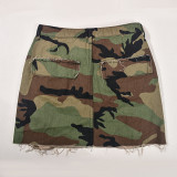 Camouflage Print Washed Mini Skirt GNZD-9236DD