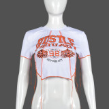 Tassel Short Sleeve Letter Print T Shirt GNZD-9600TD