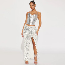 Sexy Sequin Split Long Skirt MUE-8009