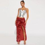 Sexy Sequin Split Long Skirt MUE-8009