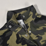 Tie Up High Collar Camouflage Coat GNZD-7831TG