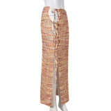 Woolen Fashion Tie Up Half Skirt GNZD-9569DD