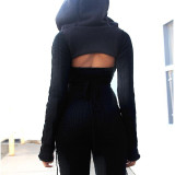 Fashion Hollow Out Hooded Jumpsuit XEF-37732