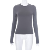 Solid Long Sleeve O Neck T Shirt GSZM-M22TP636
