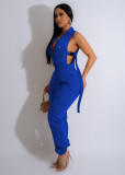 Solid Color Button Up Sleeveless Jumpsuit TE-4660